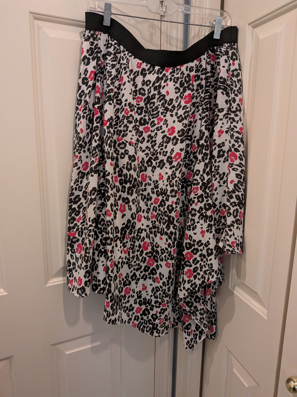 Lane Bryant Leopard Asymmetrical Skirt with Pink Spots